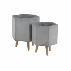 Outlet 👍 Grayson Lane 16-in x 17-in Contemporary Grey Ceramic Planters - Set of 2 😉 -GRAYSON LANE Sales 2022 330940984 AlternateImage5 l