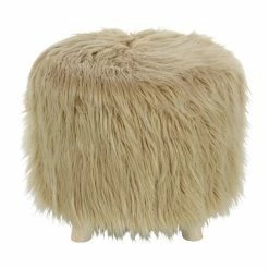 Promo 🌟 Grayson Lane Modern Brown Fabric Round Ottoman 😉