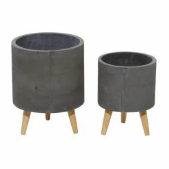 Coupon 👏 Grayson Lane 9.90-in x 13.05-in Grey Ceramic Planters - Set of 2 🔔 -GRAYSON LANE Sales 2022 330940995 AlternateImage5 l