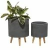 Coupon 👏 Grayson Lane 9.90-in x 13.05-in Grey Ceramic Planters - Set of 2 🔔