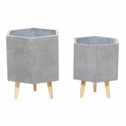 Hot Sale 😉 Grayson Lane 15.35-in x 17-in Grey Ceramic Planters - Set of 2 💯 -GRAYSON LANE Sales 2022 330941018 AlternateImage5 l