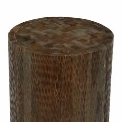 Brand new 🥰 Grayson Lane Modern Brown Teak Wood Round Ottoman 🛒 -GRAYSON LANE Sales 2022 330941026 AlternateImage3 l
