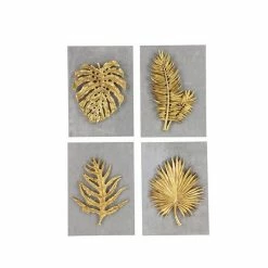 Buy ✨ Grayson Lane 8-in x 11-in Gold Concrete Modern Floral Wall Decor - Set of 4 🛒