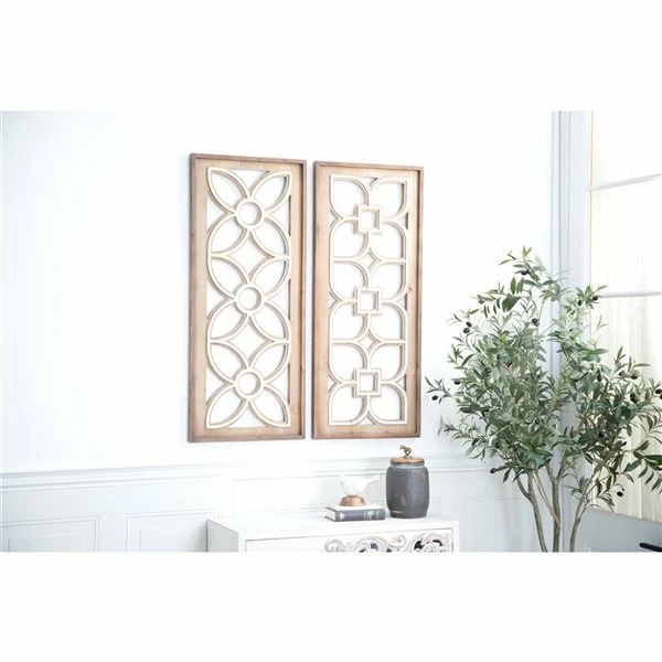 Wholesale ๐ Grayson Lane 16-in x 18-in Brown Wooden Farmhouse Wall Decor - Set of 2 ๐งจ 2 Wholesale ๐ Grayson Lane 16-in x 18-in Brown Wooden Farmhouse Wall Decor - Set of 2 ๐งจ - Image 2