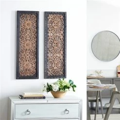 Best deal ⭐ Grayson Lane 36-in x 12-in Brown Wooden Traditional Wall Decor - Set of 2 😉 -GRAYSON LANE Sales 2022 330941078 AlternateImage3 l