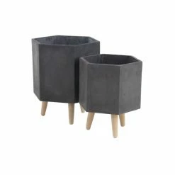 Deals 🎁 Grayson Lane 16-in x 17-in Grey Ceramic Planters - Set of 2 🔔 -GRAYSON LANE Sales 2022 330941082 AlternateImage5 l