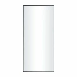 Coupon π Grayson Lane 30-in x 14-in Rectangle Black Contemporary Framed Wall Mirror π