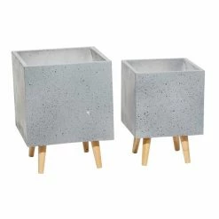 Wholesale 👏 Grayson Lane 11.40-in x 15.80-in Grey Ceramic Planters - Set of 2 ⭐ -GRAYSON LANE Sales 2022 330941097 AlternateImage5 l