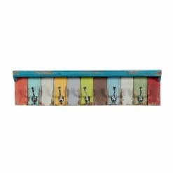 Promo 💯 Grayson Lane 35-in x 9-in Multicolour Coastal Wood Wall Hook Rack with Shelf 🥰
