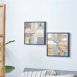 Deals 🛒 Grayson Lane 17-in x 17-in Brown Teak Wooden Rustic Wall Decor - Set of 2 🔥 -GRAYSON LANE Sales 2022 330941120 AlternateImage2 l