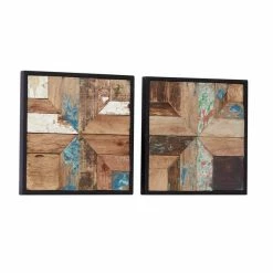 Deals 🛒 Grayson Lane 17-in x 17-in Brown Teak Wooden Rustic Wall Decor - Set of 2 🔥 -GRAYSON LANE Sales 2022 330941120 AlternateImage7 l