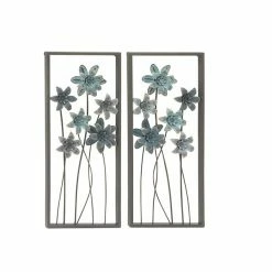 Best Pirce 😀 Grayson Lane 12-in x 28-in Grey Metal Traditional Floral Wall Decor - Set of 2 😍
