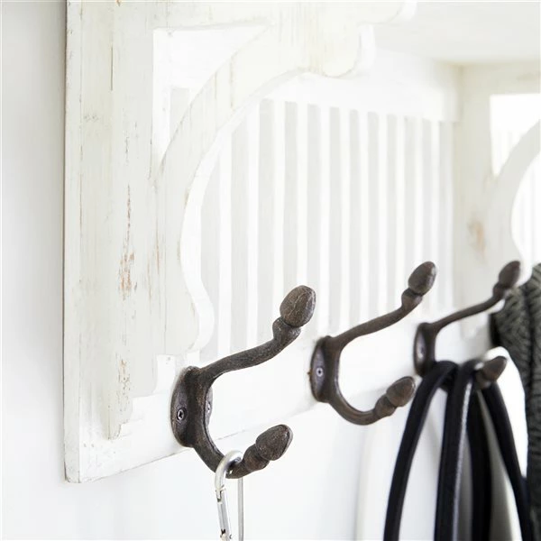 New 😍 Grayson Lane 36-in x 10-in White Farmhouse Wood Wall Hook Rack with Shelf 😉 3 New 😍 Grayson Lane 36-in x 10-in White Farmhouse Wood Wall Hook Rack with Shelf 😉 - Image 3