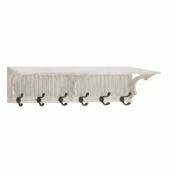 New 😍 Grayson Lane 36-in x 10-in White Farmhouse Wood Wall Hook Rack with Shelf 😉