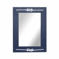 Budget 🧨 Grayson Lane 31-in x 23-in Rectangle Blue Contemporary Framed Wall Mirror ✔️