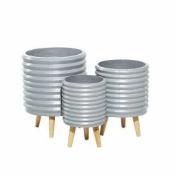 Deals ✨ Grayson Lane 14.45-in x 18.05-in Grey Ceramic Planters - Set of 3 🎉 -GRAYSON LANE Sales 2022 330941141 AlternateImage5 l