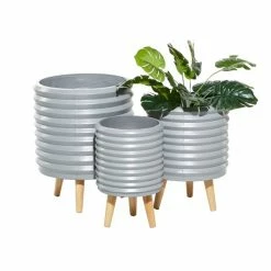 Deals ✨ Grayson Lane 14.45-in x 18.05-in Grey Ceramic Planters - Set of 3 🎉