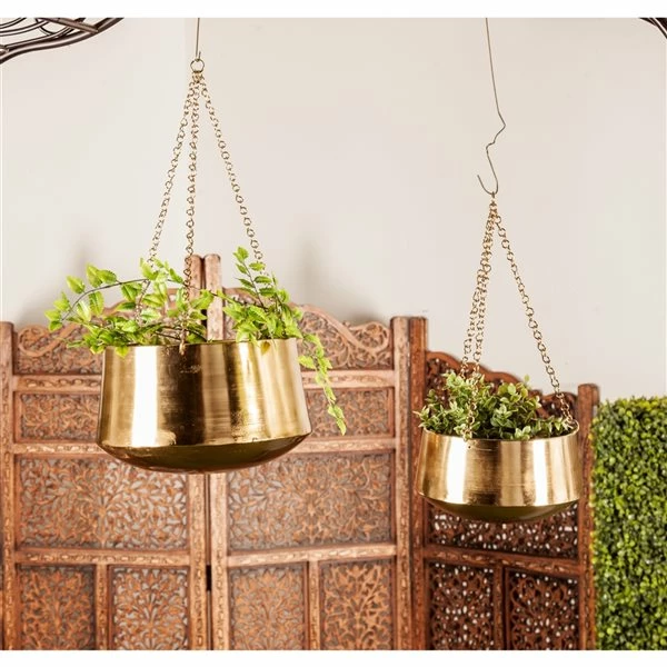 Brand new 🤩 Grayson Lane 12-in W x 7-in H Gold Metal Hanging Wall Planter - 2-Pack 😀 2 Brand new 🤩 Grayson Lane 12-in W x 7-in H Gold Metal Hanging Wall Planter - 2-Pack 😀 - Image 2