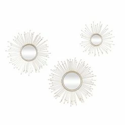 Budget 🎉 Grayson Lane Round Gold Framed Wall Mirror - Set of 3 ⌛