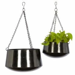 Flash Sale ❤️ Grayson Lane 12-in W x 7-in H Black Metal Hanging Wall Planter - 2-Pack 🔥