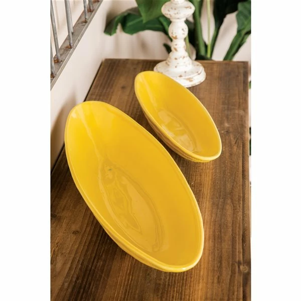 Discount ✨ Grayson Lane 22-in W x 3-in H Yellow Ceramic Low Bowl Planter - 2-Pack 🔥 2 Discount ✨ Grayson Lane 22-in W x 3-in H Yellow Ceramic Low Bowl Planter - 2-Pack 🔥 - Image 2
