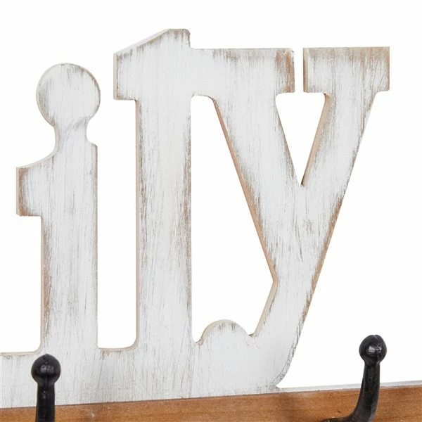 Best deal ❤️ Grayson Lane Farmhouse Family White/Brown Wood Decorative Screw Wall Hooks - Set of 1 🔥 2 Best deal ❤️ Grayson Lane Farmhouse Family White/Brown Wood Decorative Screw Wall Hooks - Set of 1 🔥 - Image 2