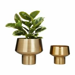 New ✨ Grayson Lane 12.4-in W x 10.7-in H Gold Metal Planter - 2-Pack 💯