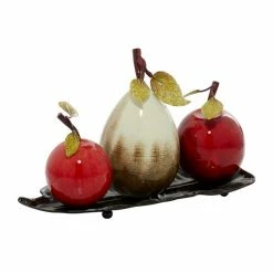 Coupon 👏 GRAYSON LANE Greyson Lane White/Red Classic Iron Decorative Fruit Bowl - Set of 1 😉