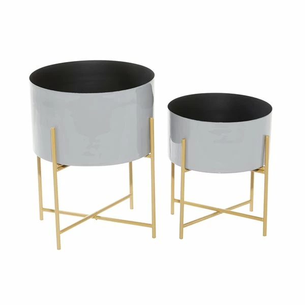 Wholesale ✔️ Grayson Lane 11.9-in W x 15.65-in H Grey Metal Planter - 2-Pack 🎉 5 Wholesale ✔️ Grayson Lane 11.9-in W x 15.65-in H Grey Metal Planter - 2-Pack 🎉 - Image 5