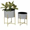Wholesale ✔️ Grayson Lane 11.9-in W x 15.65-in H Grey Metal Planter - 2-Pack 🎉