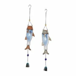 Outlet 🧨 Grayson Lane Coastal 32-in Multicoloured Metal Fish Wind Chime - Set of 2 ❤️