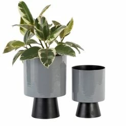 Cheap 👏 Grayson Lane 9.9-in W x 14.15-in H Grey Metal Planter 🔥