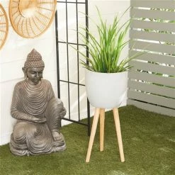 New ✨ Grayson Lane 13-in W x 29-in H Grey Clay Planter ⌛ -GRAYSON LANE Sales 2022 330941216 AlternateImage2 l