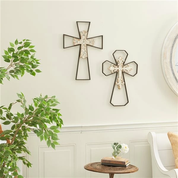 Best Pirce 🎁 Grayson Lane 19.35-in H x 13-in W Traditional Metal Cross Wall Accent - Set of 2 🎁 2 Best Pirce 🎁 Grayson Lane 19.35-in H x 13-in W Traditional Metal Cross Wall Accent - Set of 2 🎁 - Image 2