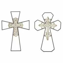 Best Pirce 🎁 Grayson Lane 19.35-in H x 13-in W Traditional Metal Cross Wall Accent - Set of 2 🎁