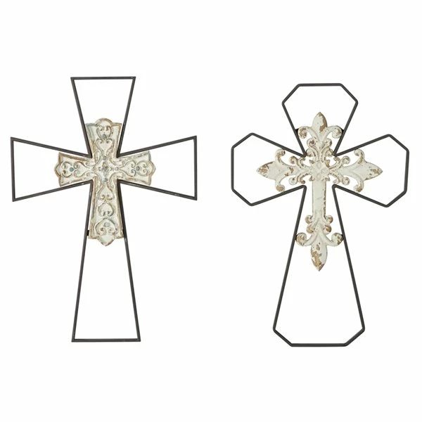 Best Pirce 🎁 Grayson Lane 19.35-in H x 13-in W Traditional Metal Cross Wall Accent - Set of 2 🎁 1 Best Pirce 🎁 Grayson Lane 19.35-in H x 13-in W Traditional Metal Cross Wall Accent - Set of 2 🎁