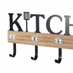 Hot Sale 👍 Grayson Lane Grey Wood/Metal Kitchen Decorative 5 Screw Wall Hooks - Set of 1 😍 -GRAYSON LANE Sales 2022 330941228 AlternateImage4 l