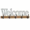 Coupon 👍 Grayson Lane White/Brown Wood Welcome Decorative 5 Screw Wall Hooks - Set of 1 😀