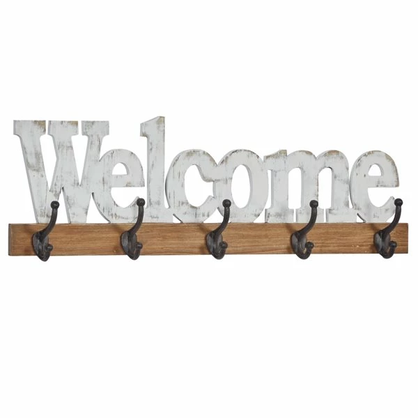 Coupon ๐ Grayson Lane White/Brown Wood Welcome Decorative 5 Screw Wall Hooks - Set of 1 ๐ 1 Coupon ๐ Grayson Lane White/Brown Wood Welcome Decorative 5 Screw Wall Hooks - Set of 1 ๐