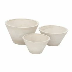 Best Sale ⭐ Grayson Lane 16-in W x 10-in H White Ceramic Planter - 3-Pack ✔️