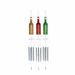 Buy 🎁 Grayson Lane Coastal 33-in White/Silver Metal Tubes and Bottles Wind Chime - Set of 3 🔥