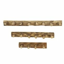 Best deal ⭐ Grayson Lane Rustic Beige/Brown 3-Tier Teak Wood Decorative Shaker Peg Wall Hooks - Set of 3 🤩