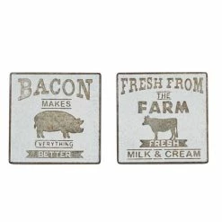 Outlet 😍 Grayson Lane 16.1-in H x 16.1-in W Farmhouse Metal Sign Wall Accent - Set of 2 ✨