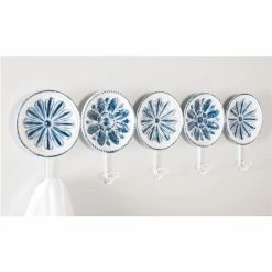 New 😍 Grayson Lane Farmhouse Blue/White Iron Decorative Mermaid 5 Screw Wall Hooks - Set of 1 ❤️ -GRAYSON LANE Sales 2022 330941267 AlternateImage3 l