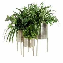 Promo 💯 Grayson Lane 10-in W x 18-in H Silver Metal Planter - 3-Pack 🥰 -GRAYSON LANE Sales 2022 330941273 AlternateImage5 l
