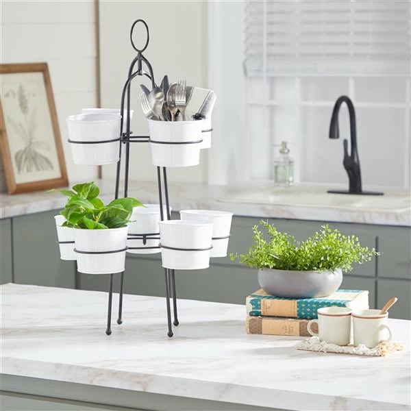 Best Sale π― Grayson Lane 17.5-in W x 30-in H White Metal Planter π 2 Best Sale π― Grayson Lane 17.5-in W x 30-in H White Metal Planter π - Image 2