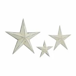 Cheap 👏 Grayson Lane 24-in H x 24-in W Rustic Metal Cream Stars Wall Accent - Set of 3 🛒