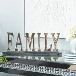 Top 10 🌟 Grayson Lane Glam Silver Marble/Aluminum Family Decorative Sign 💯 -GRAYSON LANE Sales 2022 330941299 AlternateImage3 l