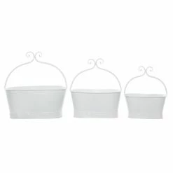 Best Pirce 🤩 Grayson Lane 15-in W x 16-in H White Metal Planter - 3-Pack 🥰