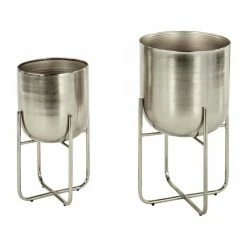 Cheapest ✨ Grayson Lane 10-in W x 16-in H Silver Metal Planter - 2-Pack 🔔